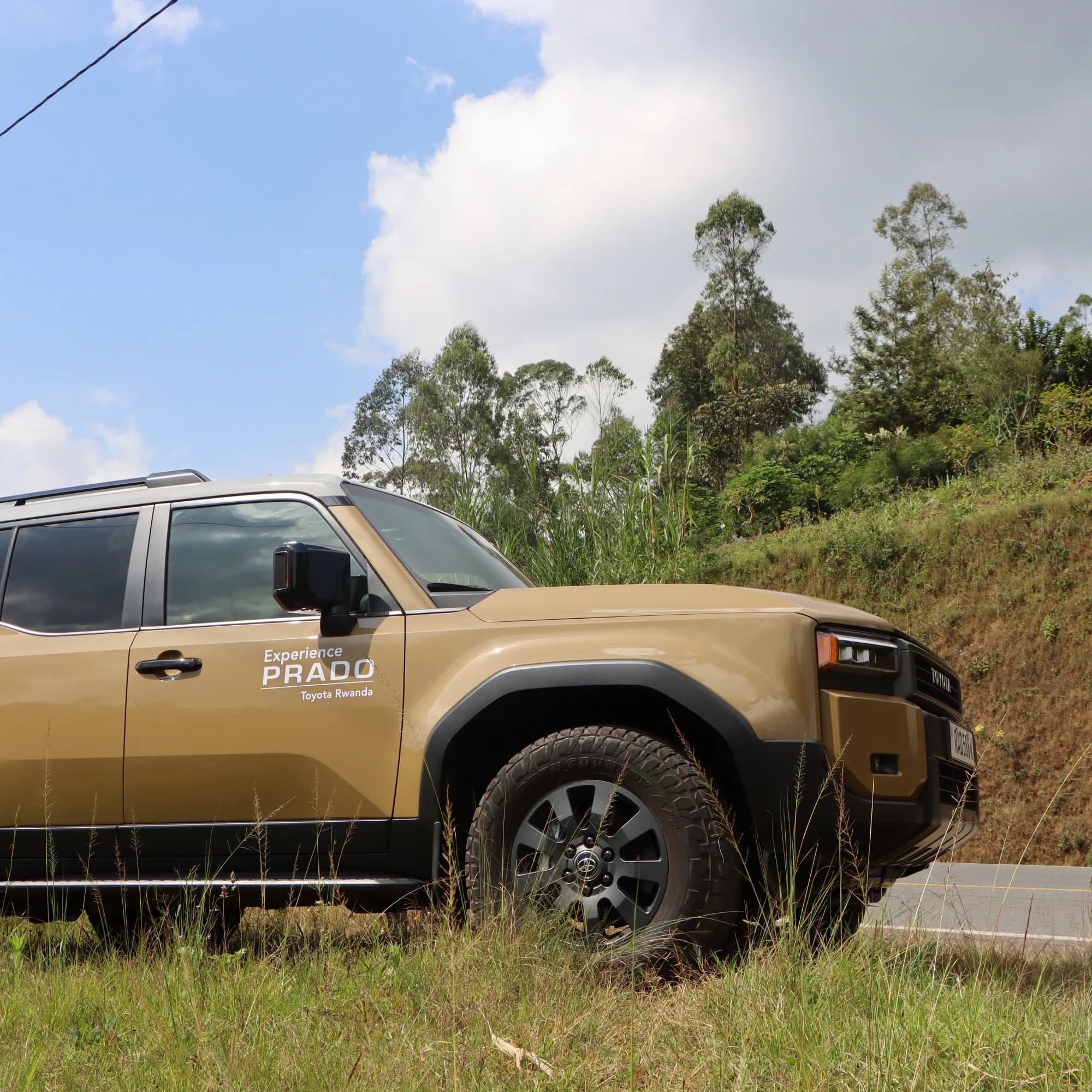 A Toyota Hilux working in the Rwandan hills